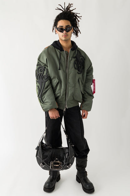 Vetements Tribal Reworked Bomber Jacket full look