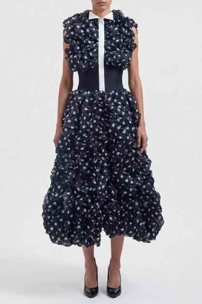 Viktor & Rolf Crinkle Maxi Dress in Polkadot SS26