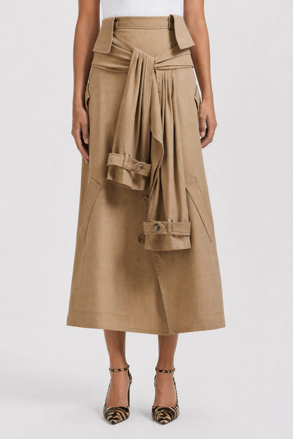 Viktor & Rolf Bow Drape Midi Skirt in Beige SS26