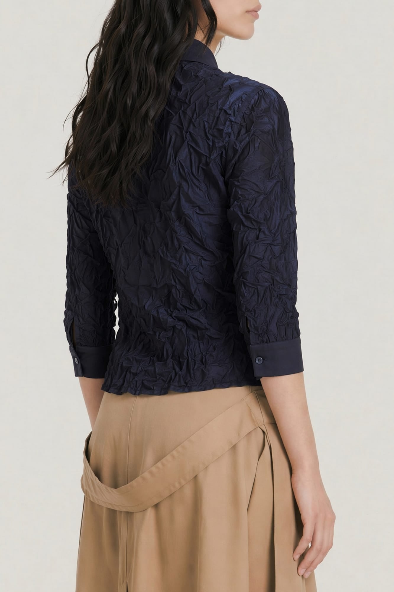 Viktor & Rolf Crinkle Couture Slim Fit Shirt in Navy SS26