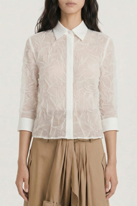 Viktor & Rolf Crinkle Couture Slim Fit Shirt in White SS26