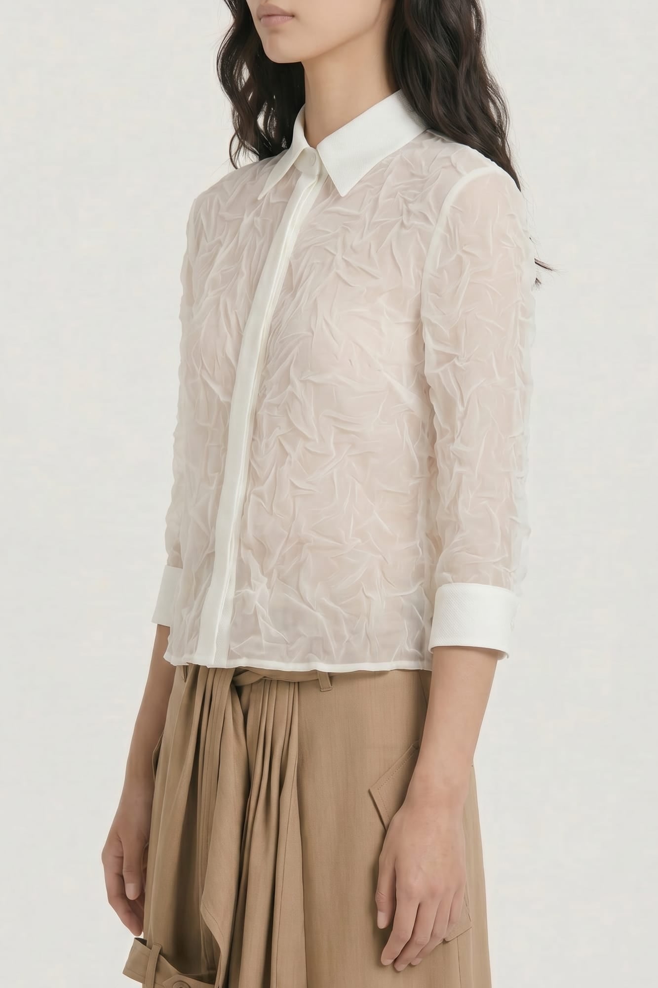 Viktor & Rolf Crinkle Couture Slim Fit Shirt in White SS26