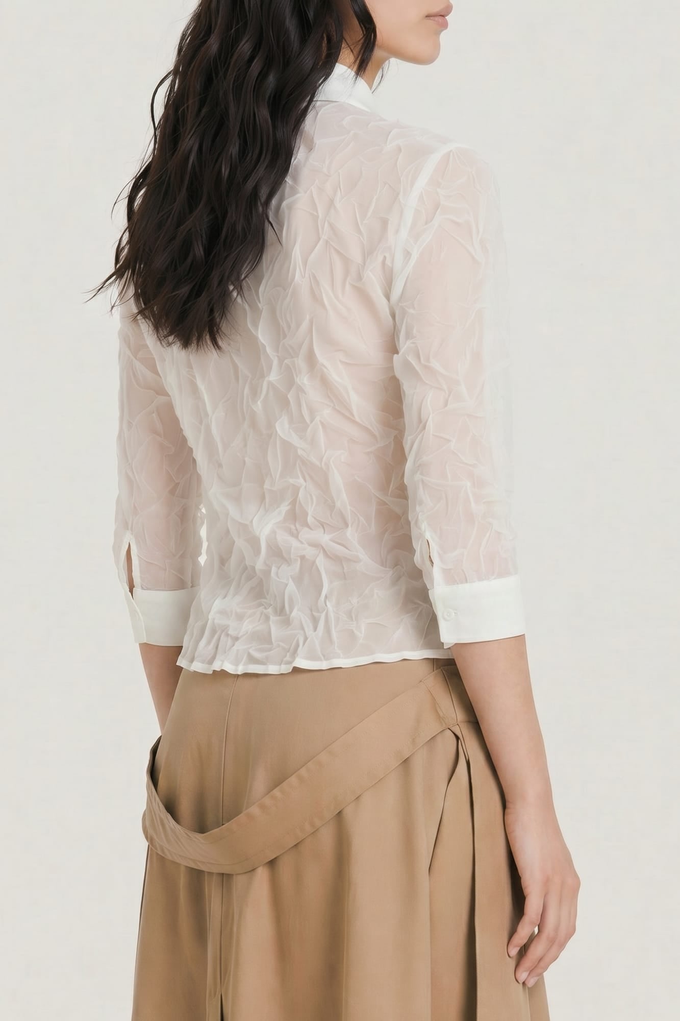 Viktor & Rolf Crinkle Couture Slim Fit Shirt in White SS26 back