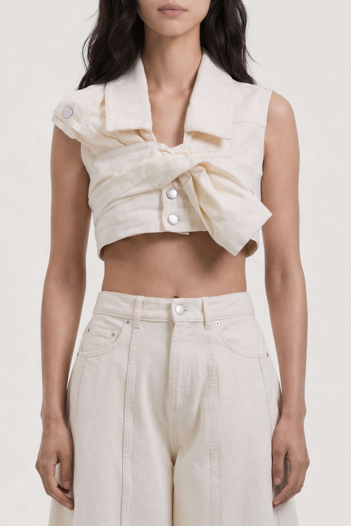 Viktor & Rolf Denim Drape Top in Butter SS26