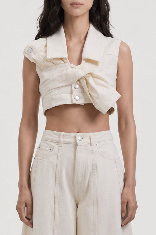 Viktor & Rolf Denim Drape Top in Butter SS26
