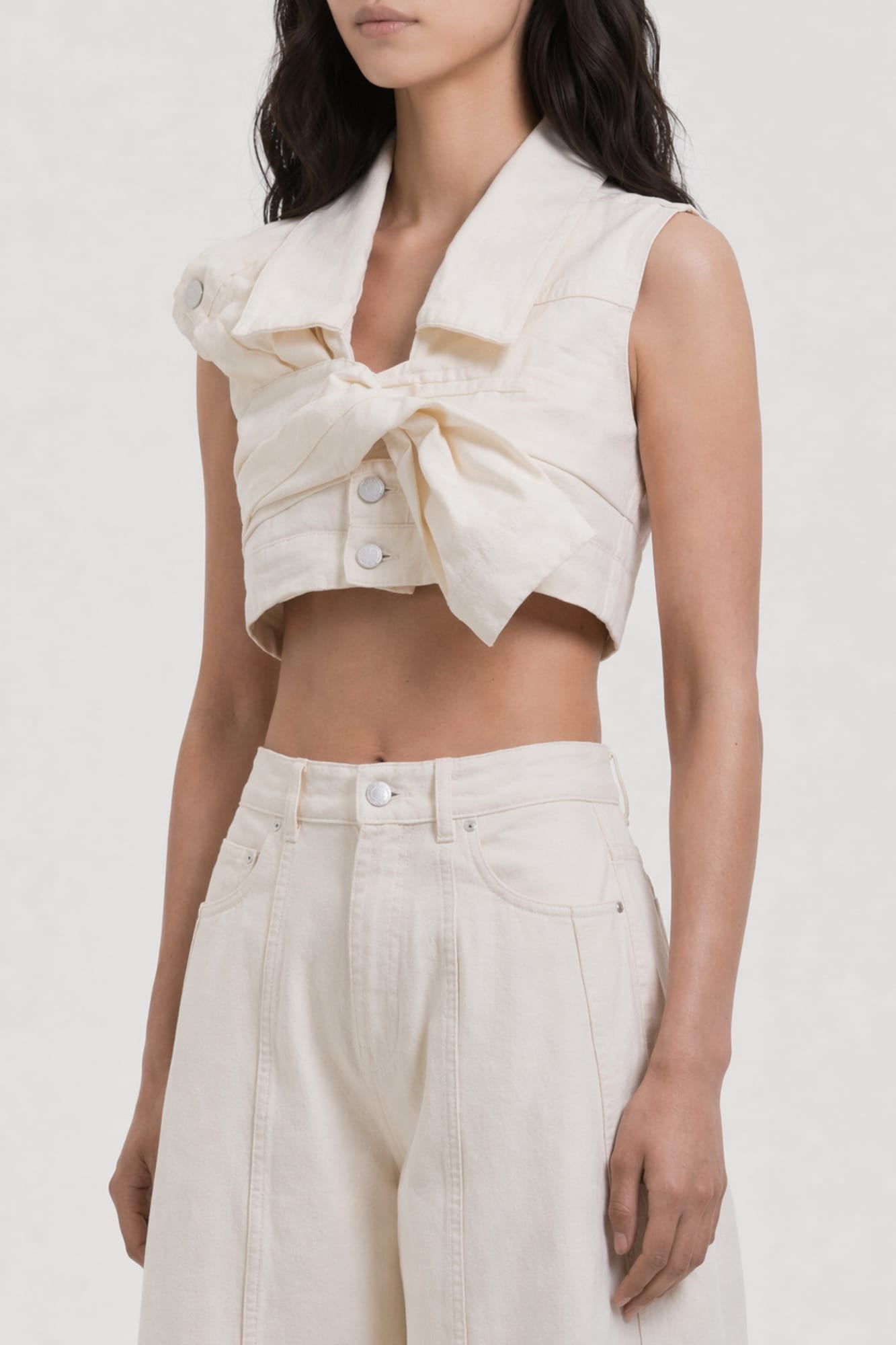 Viktor & Rolf Denim Drape Top in Butter SS26 side