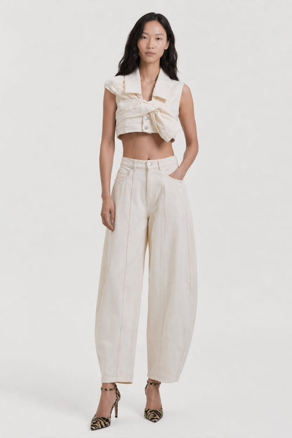 Viktor & Rolf Denim Drape Top in Butter SS26 full look