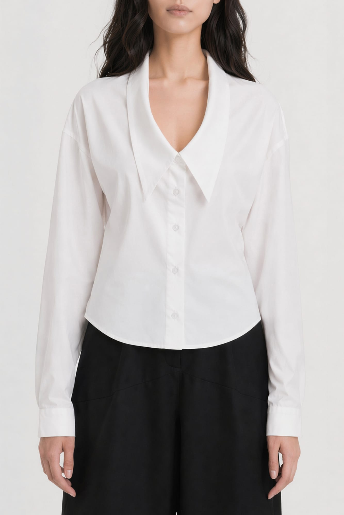 Viktor & Rolf Dragged Neck Shirt in White SS26