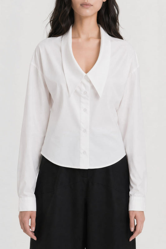 Viktor & Rolf Dragged Neck Shirt in White SS26