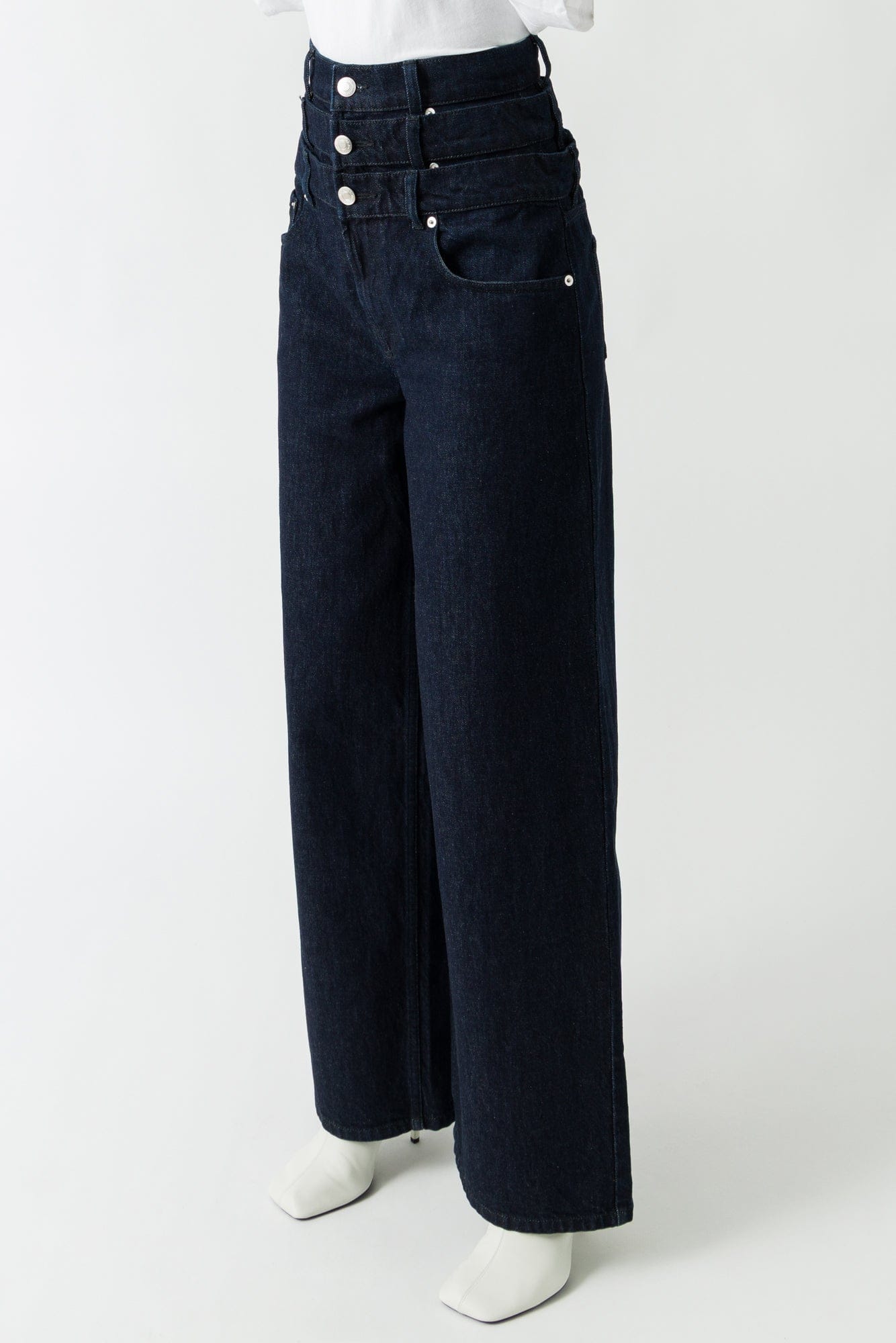 Viktor & Rolf Triple Layer Denim Trousers in Dark Denim side
