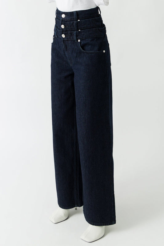 Viktor & Rolf Triple Layer Denim Trousers in Dark Denim side