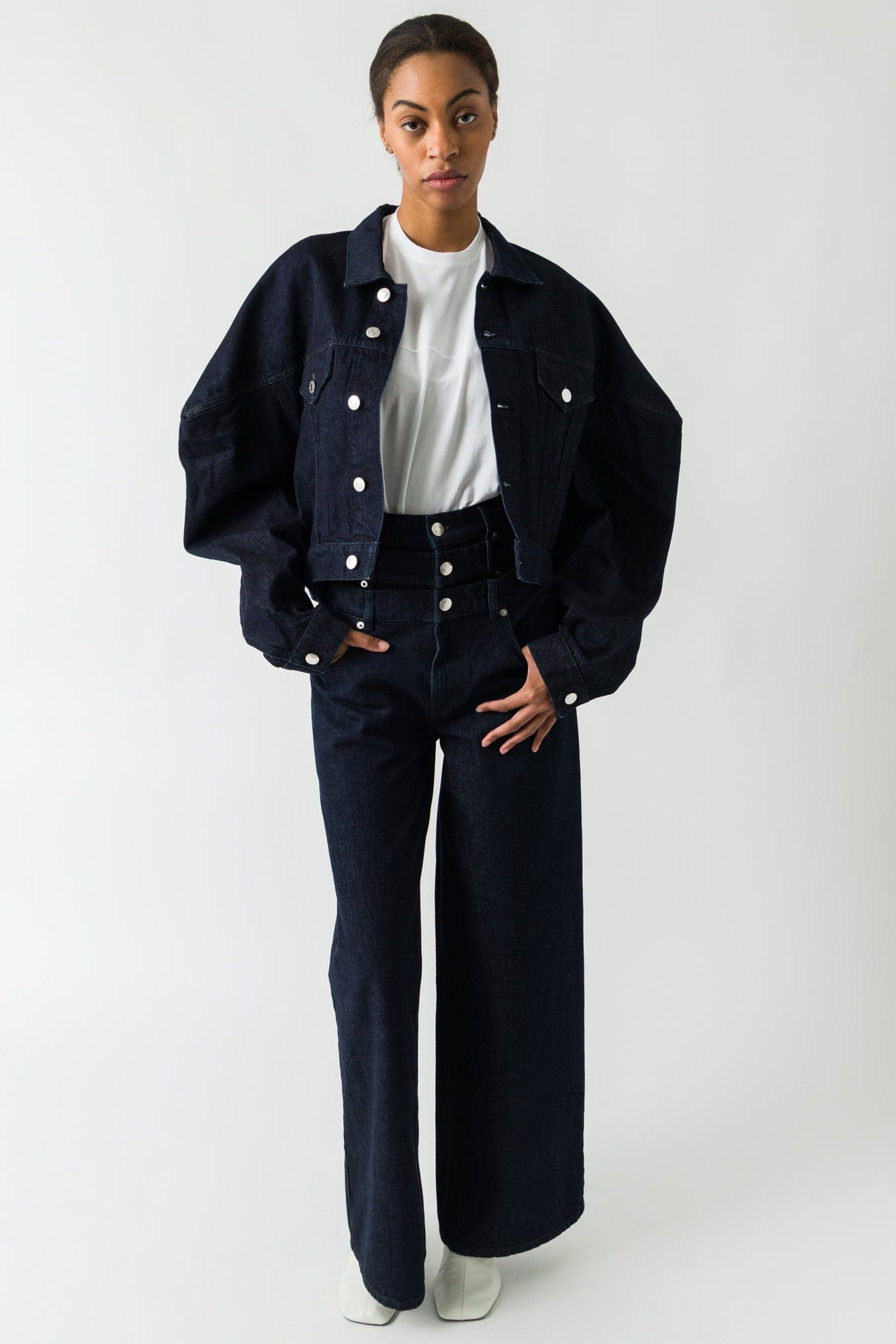 Viktor & Rolf Triple Layer Denim Trousers in Dark Denim