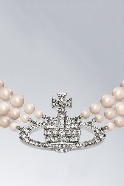 Vivienne Westwood Three Row Pearl Bas Relief