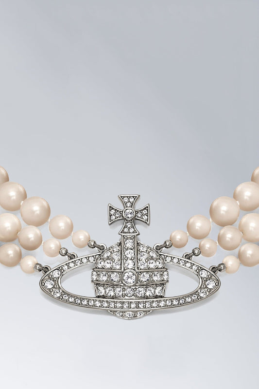 Vivienne Westwood Three Row Pearl Bas Relief