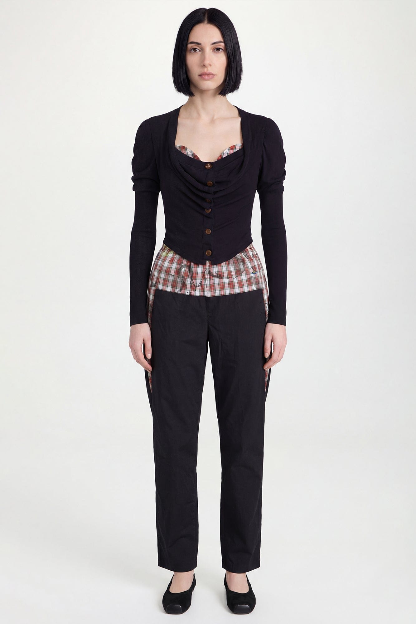 Vivienne Westwood Bea Corset Cardigan in Black full look