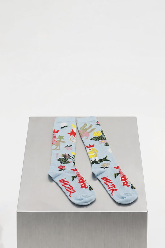 Walter Van Beirendonck Crown Socks in Light Blue