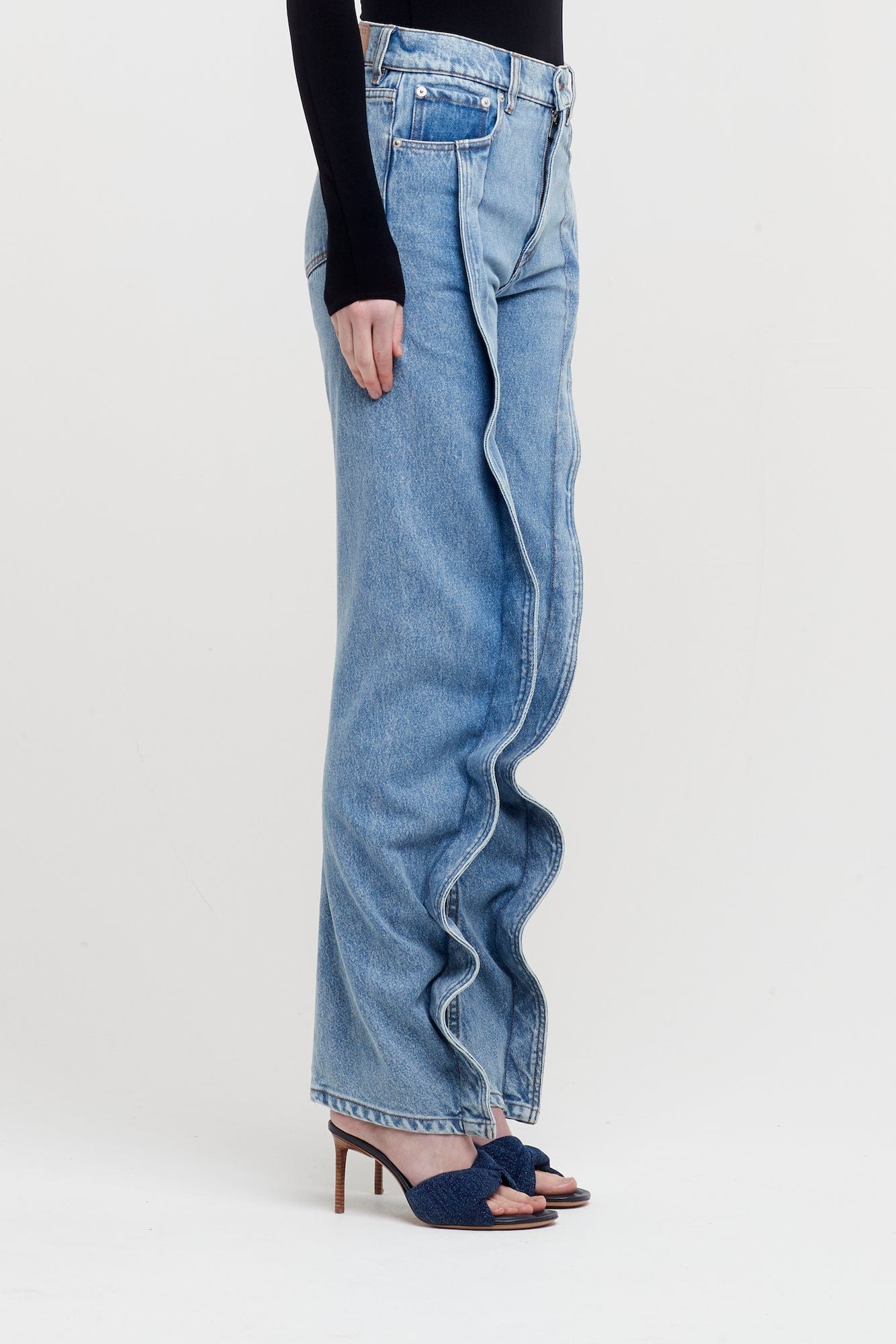 Y/Project Slim Banana Jeans in Blue side