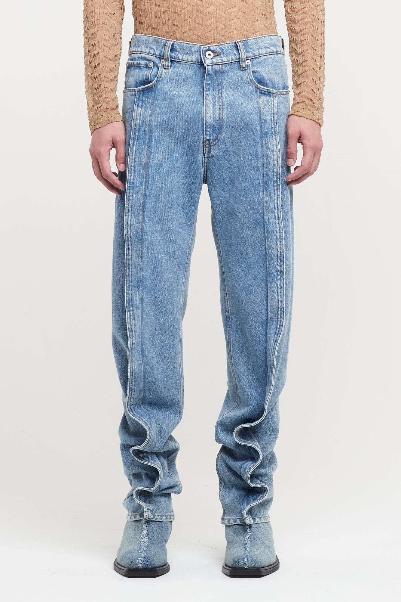 Y/Project Slim Banana Jeans in Blue mens