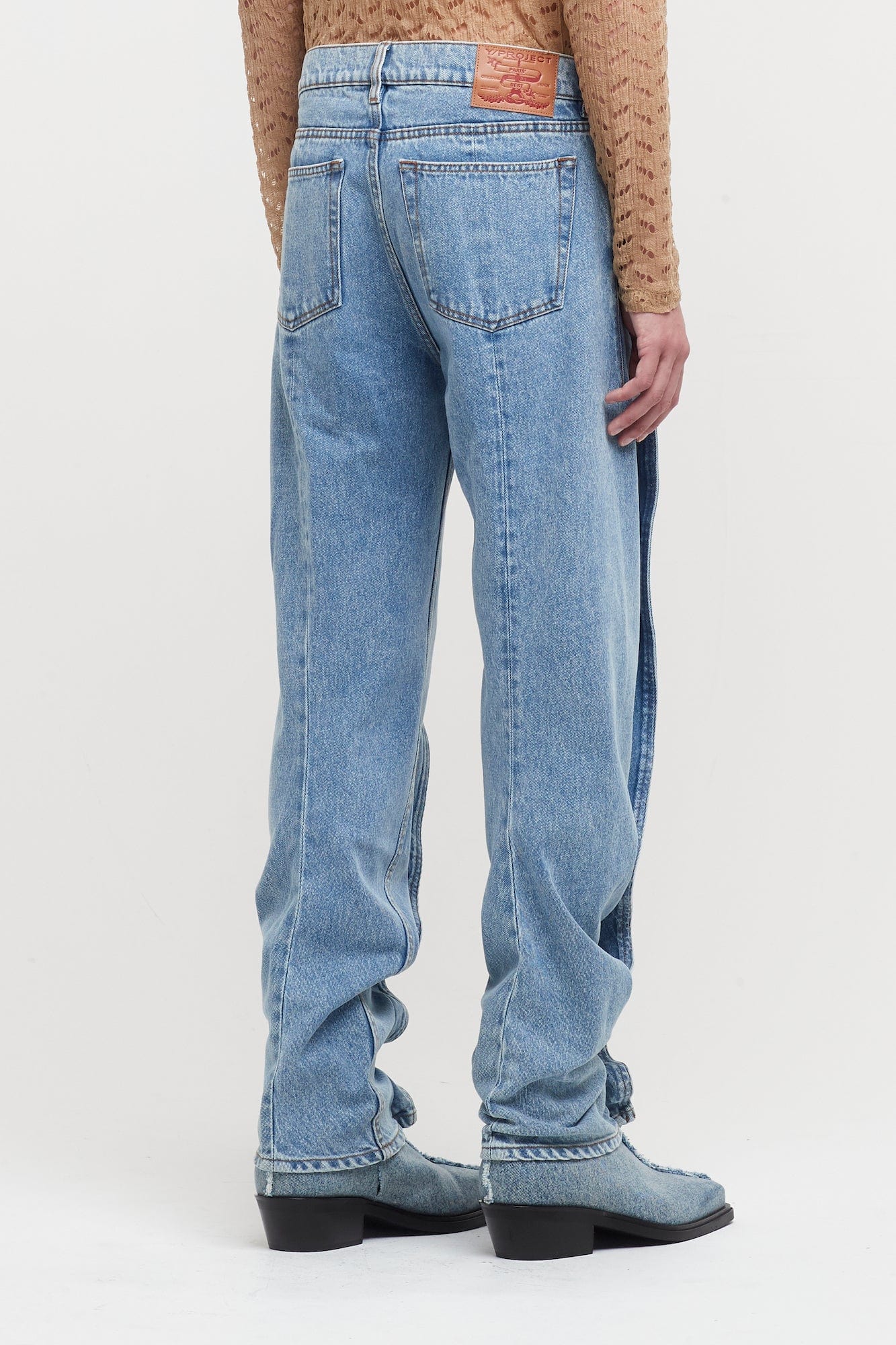 Y/Project Slim Banana Jeans in Blue mens back