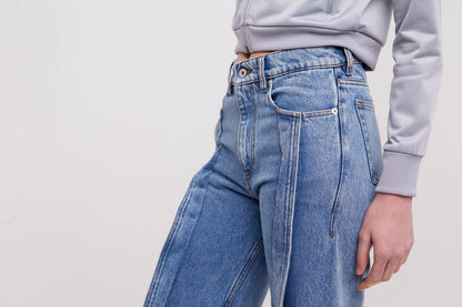 Y/Project Slim Banana Jeans in Blue detail