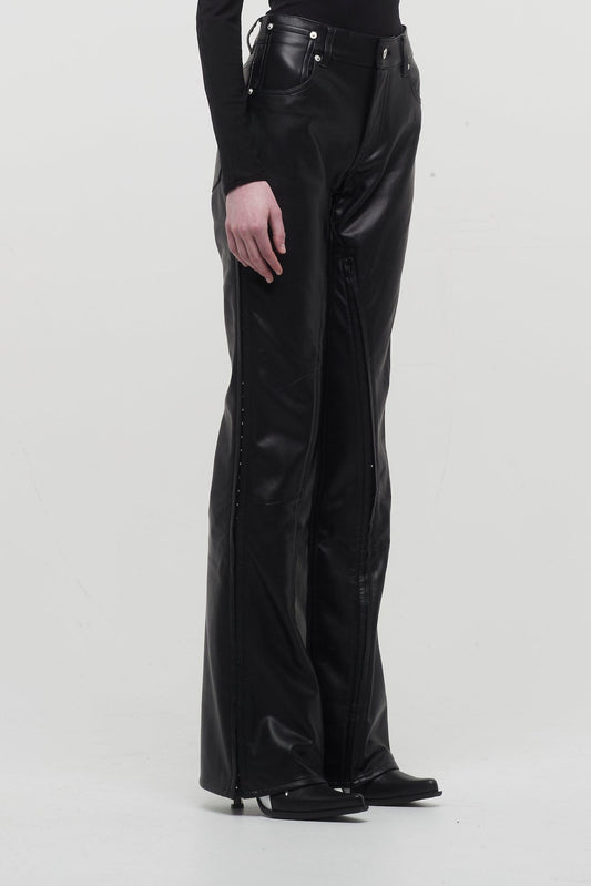 Y/Project Hook and Eye Slim Leather Pants side