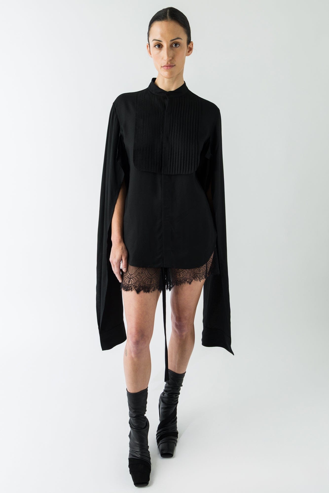 Yohji Yamamoto 2 Layered SLV Pintuck Blouse full look