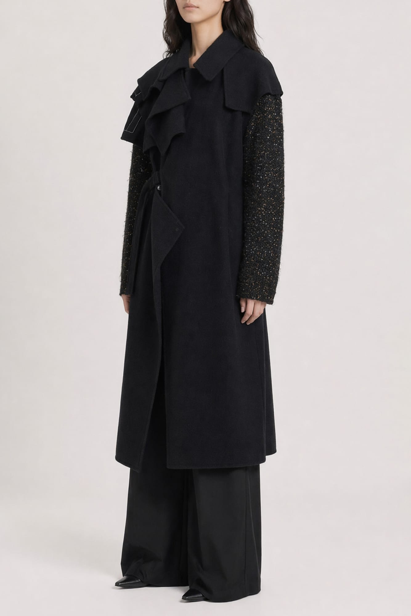 Yohji Yamamoto R Double Layered Belted Coat side