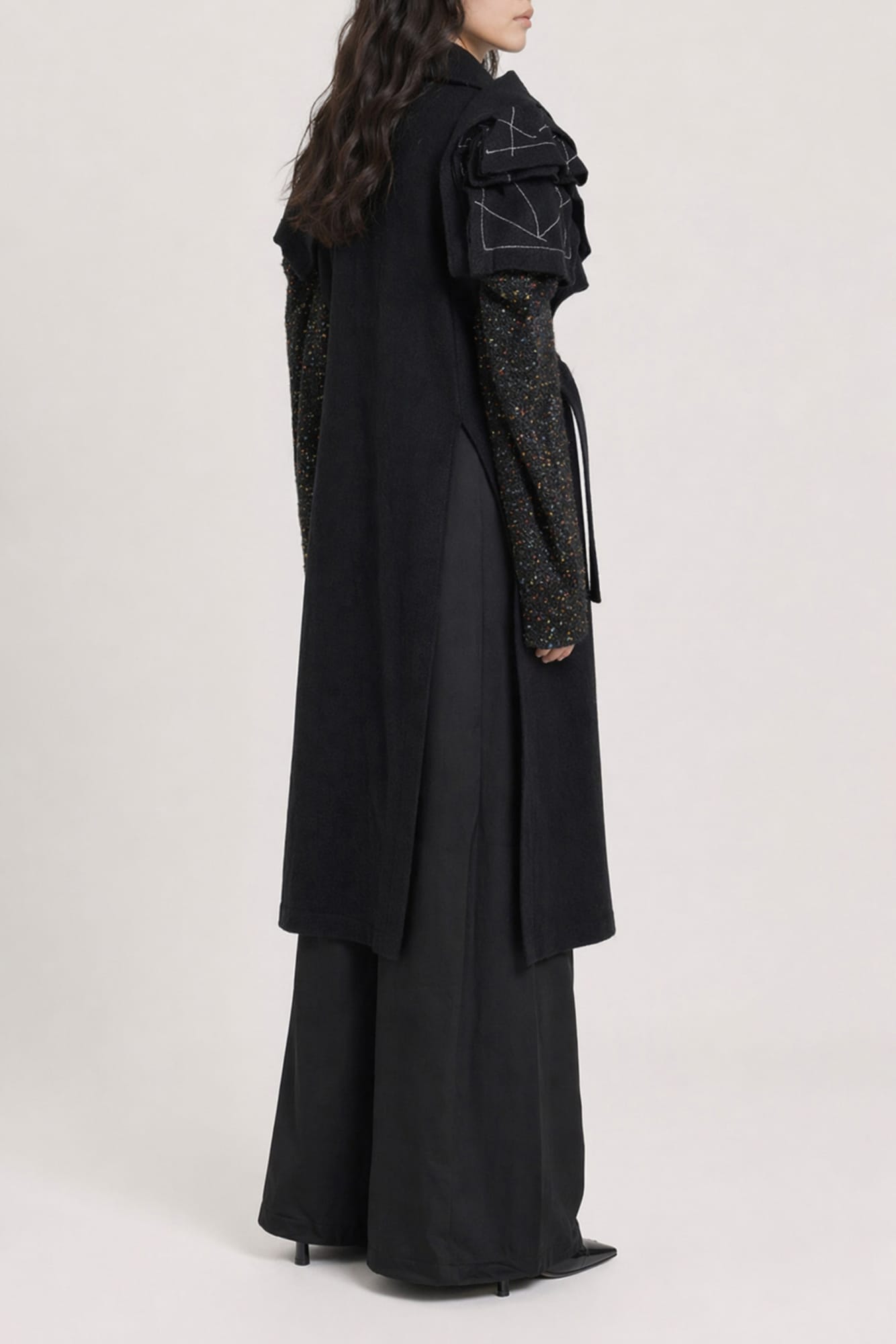 Yohji Yamamoto R Double Layered Belted Coat back