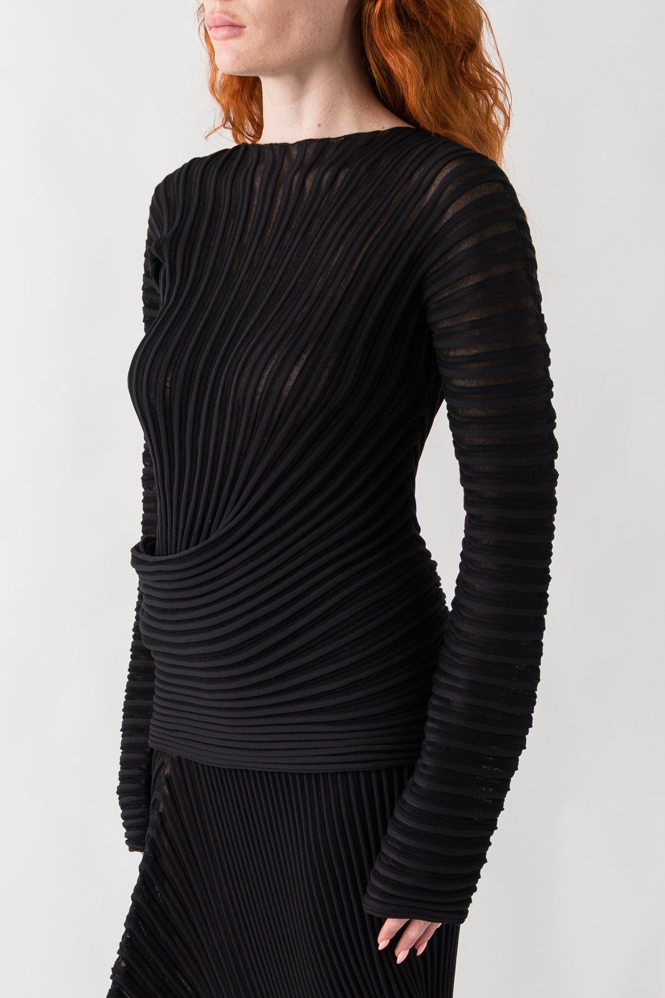 Issey Miyake Stream Top in Black side