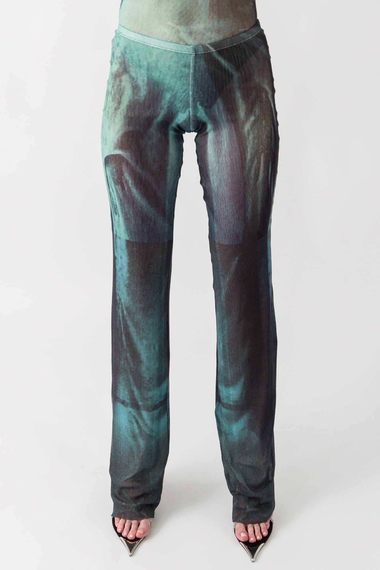 Jean Paul Gaultier Mesh Printed Trouser In Water