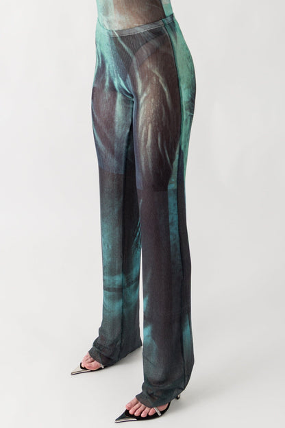Jean Paul Gaultier Mesh Printed Trouser In Water side