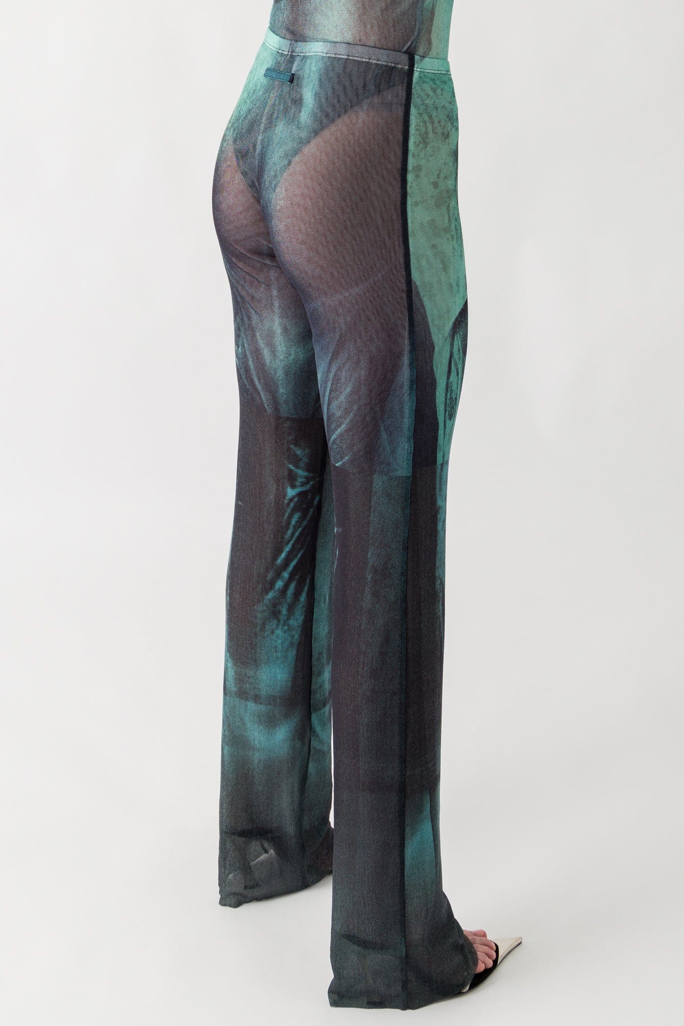 Jean Paul Gaultier Mesh Printed Trouser In Water back