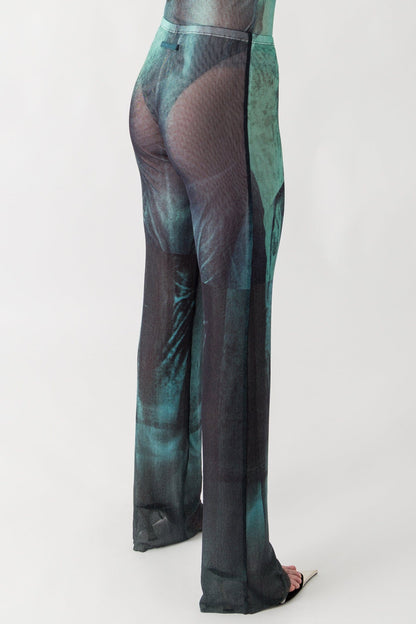 Jean Paul Gaultier Mesh Printed Trouser In Water back