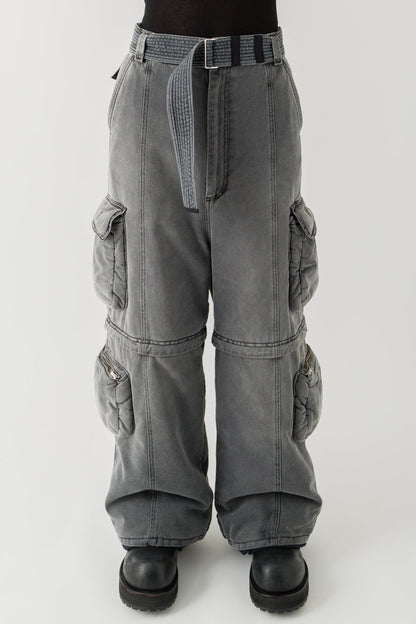 Lu'u Dan Wadded Cargo Jeans in Washed Denim