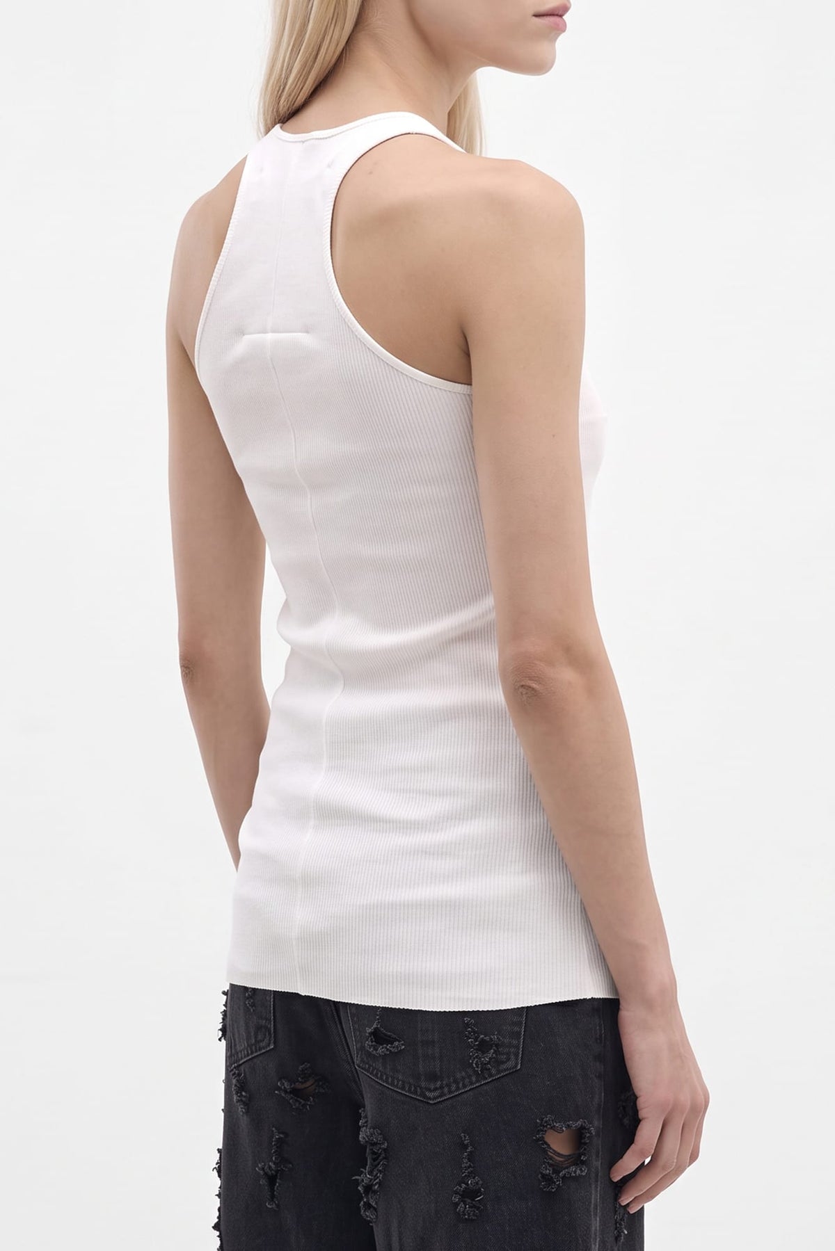 Matières Fécales Cross Seam Tank in White TS