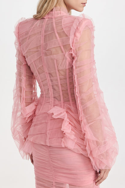 Matières Fécales Madame L. Tulle Blazer in Pink TS back