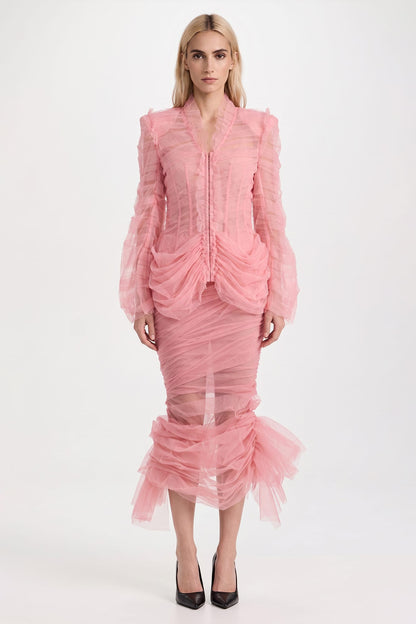 Matières Fécales Madame L. Tulle Blazer in Pink TS full look