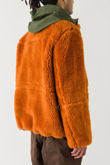 Sacai Faux Shearling Blouson In Orange/Khaki back