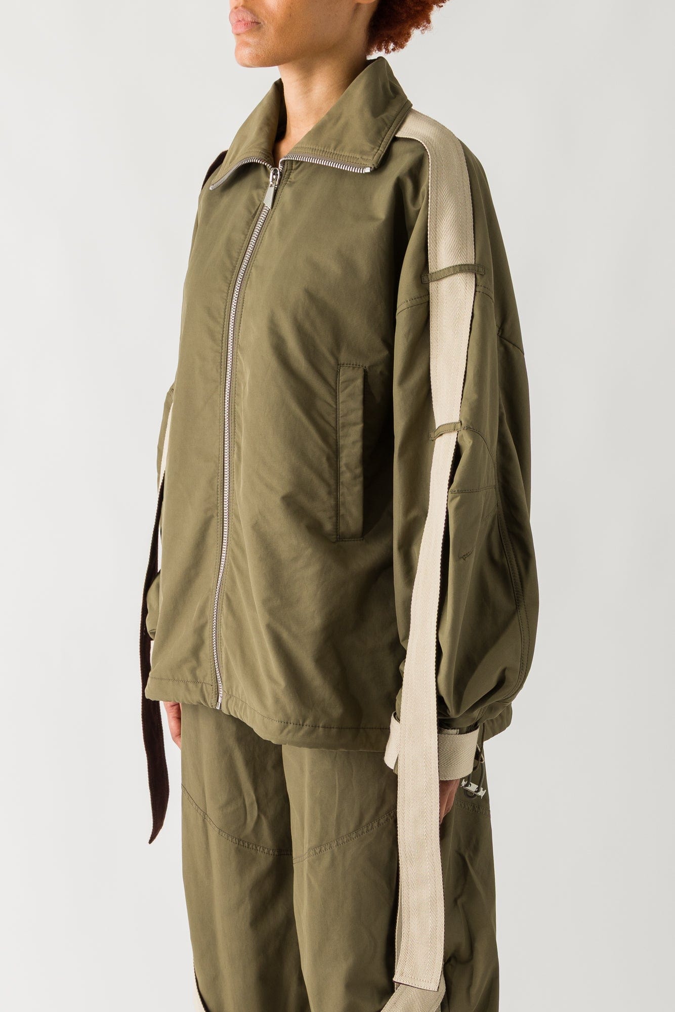 The Attico Canvas Parachute Bomber In Military Green side
