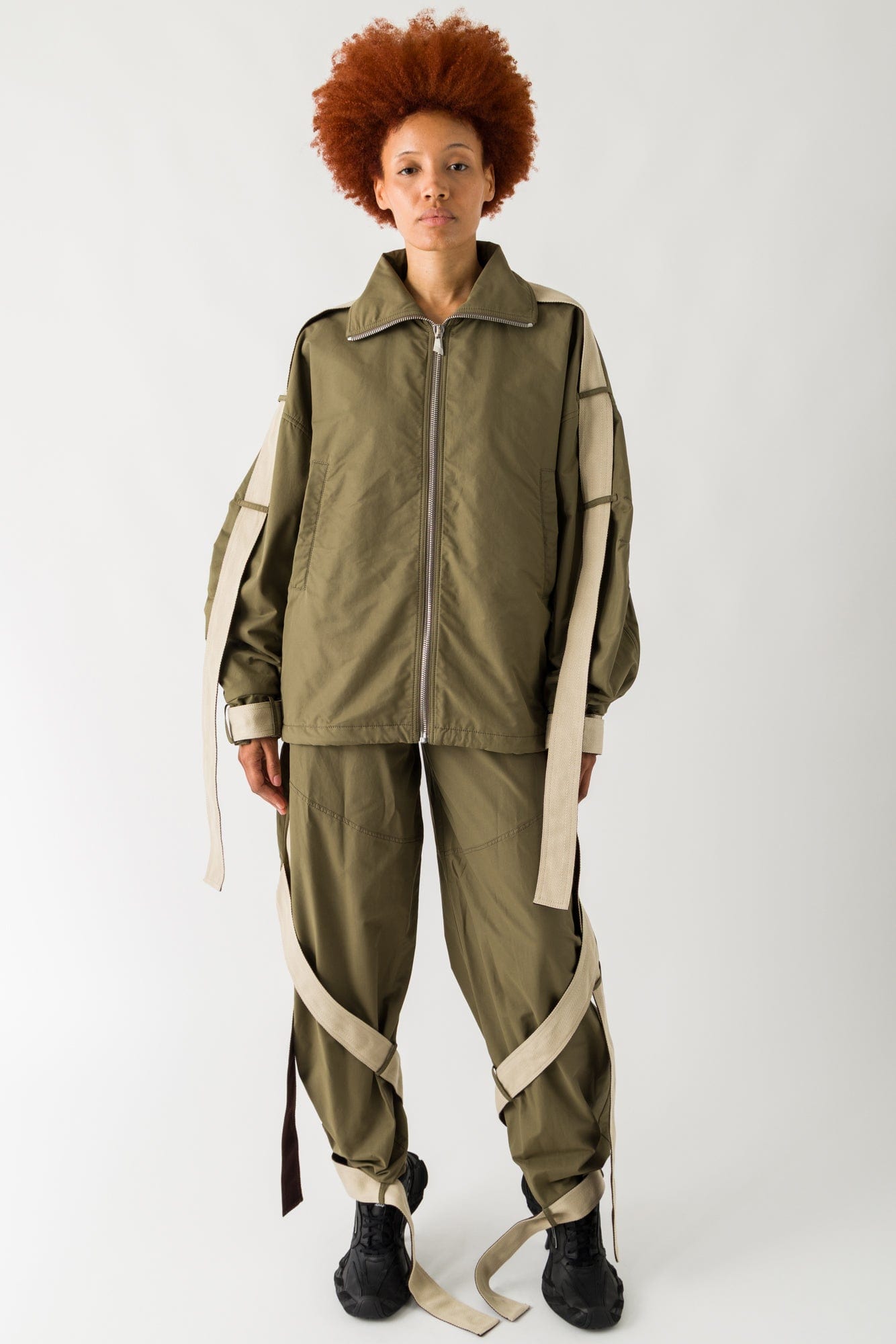 The Attico Canvas Parachute Bomber In Military Green
