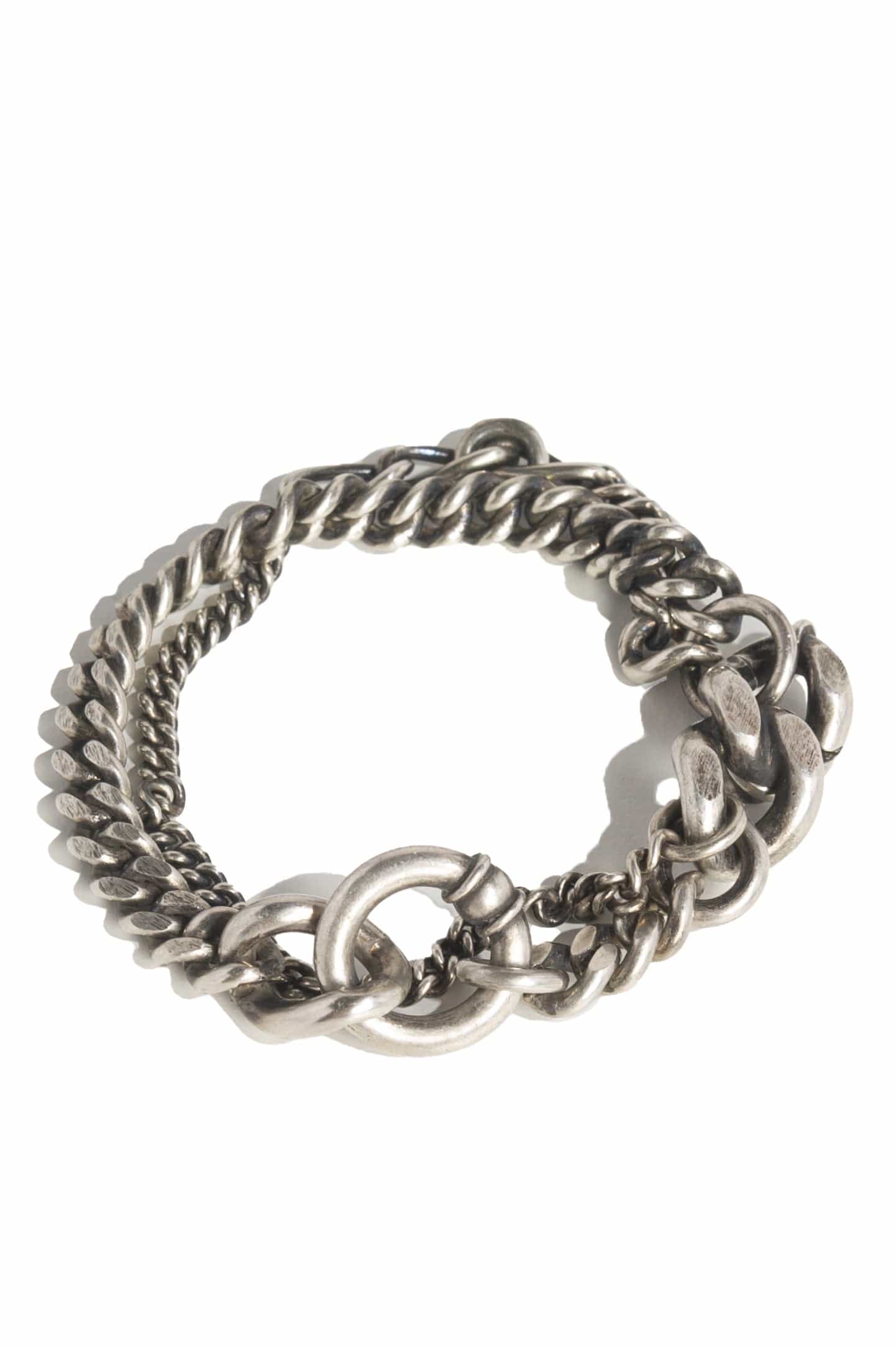 Werkstatt München Silver Two Chains Ring Bracelet