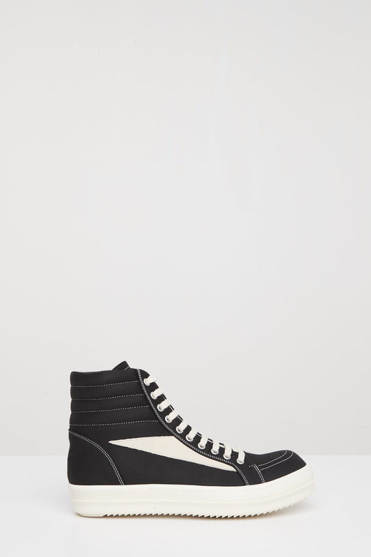 Rick Owens DRKSHDW Mens Vintage High Sneaks in Black Milk
