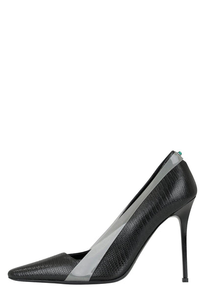 Steven Ma Wrapped Heels in Black Lizard